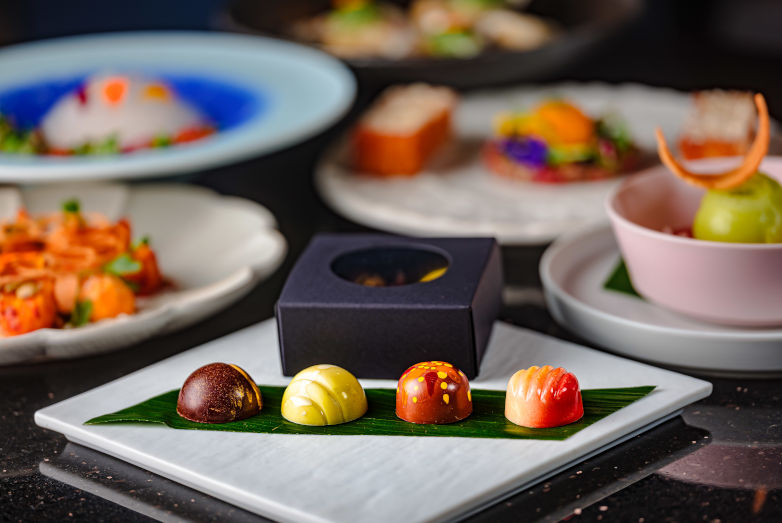 dessert group with chocolate in the front